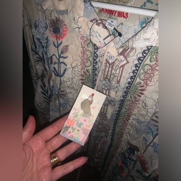 Biya JOHNNY WAS FIELDS BLOUSE Silk NWT fall casual boho $435 floral button top - Picture 10 of 11